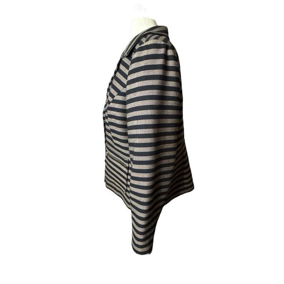 Isaac Mizrahi Live Women’s Size 18W Striped Blazer Zipper Pockets Neutral - Picture 3 of 6